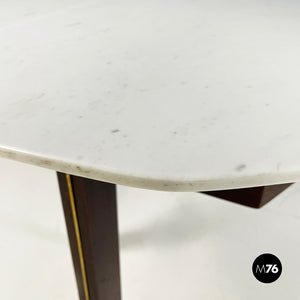 Dining table in marble, wood and bass, 1960s