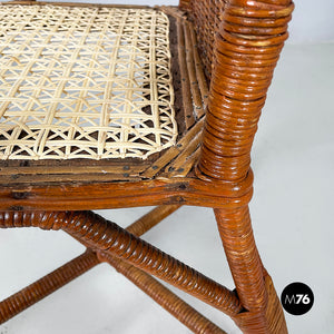 Chairs in rattan and straw, 1960s
