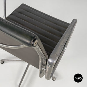 Dark grey leather office chair by Charles and Ray Eames for ICF, 1970s
