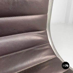 Dark grey leather office chair by Charles and Ray Eames for ICF, 1970s
