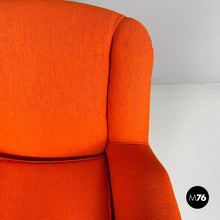 画像をギャラリービューアに読み込む, Armchair with orange fabric and wood, 1950s
