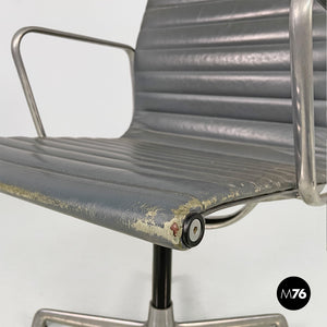 Dark grey leather office chairs by Charles and Ray Eames for ICF, 1970s