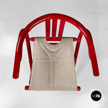 Load image into Gallery viewer, Red wood and fabric folding tub chair, 1980s
