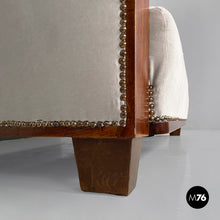 Load image into Gallery viewer, Sofa in wood and grey velvet, 1930s
