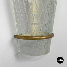 Load image into Gallery viewer, Conical glass and metal wall lamps, 1950s
