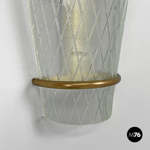 Conical glass and metal wall lamps, 1950s