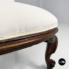 将图片加载到图库查看器，Wooden and white fabric armchairs, 1930s
