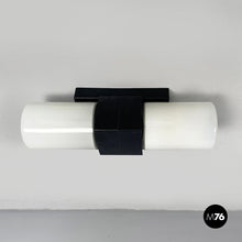 Load image into Gallery viewer, Wall lamps in opaline glass and black Bakelite, 1950s
