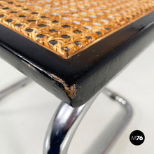 将图片加载到图库查看器，Chair in black wood, straw and steel, 1960s
