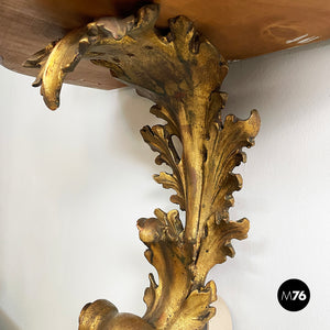 Bedside tables in golden finish wood, brass and glass, 1900s