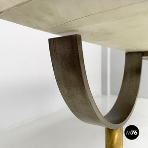 Console in wood and brass, 1980s