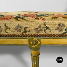Load image into Gallery viewer, Bench in wood and fabric, 1800s
