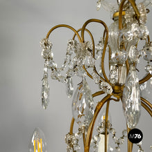 Carica l&#39;immagine nel visualizzatore di Gallery, Glass drop chandelier with brass structure, 1900-1950s
