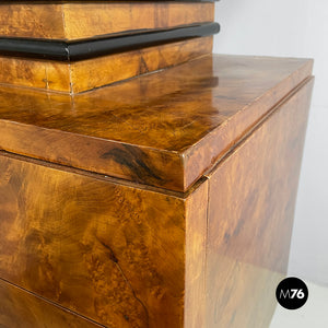 Asymmetrical wooden sideboard with glass display cabinet, 1920s