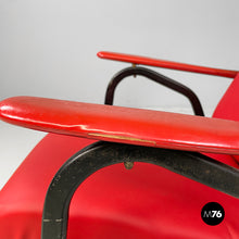 Load image into Gallery viewer, Armchair in red sky and black metal, 1960s
