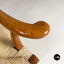 将图片加载到图库查看器，Armchairs in woven straw and wood, 1940s
