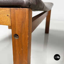 Load image into Gallery viewer, Poufs in brown leather and wood, 1960s

