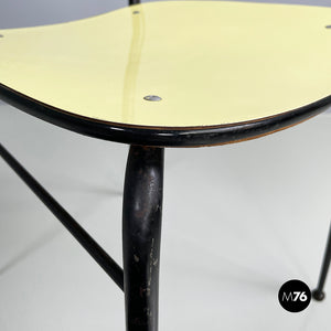 Chair in light yellow laminate and black metal, 1960s