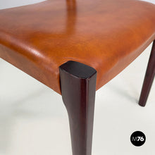 Load image into Gallery viewer, Chair in brown leather and dark wood, 1960s
