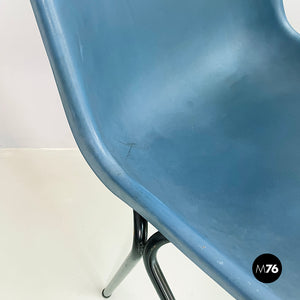 Stackable chairs in blue plastic and black metal, 2000s