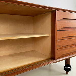 Wooden sideboard with drawers and sliding doors, 1960s