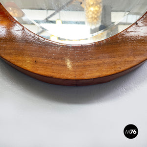 Oval shaped wall mirror with wooden frame, 1960s