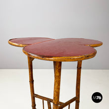 Carica l&#39;immagine nel visualizzatore di Gallery, Coffee table with red wood clover top and bamboo, 1900-1950s
