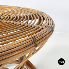 Charger l&#39;image dans la galerie, Round coffee table in rattan, 1960s
