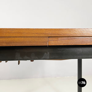 Extendable dining table in wood and black metal, 1960s