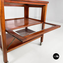 Load image into Gallery viewer, Cart with bar compartment in wood and glass, late 1800s
