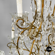 Carica l&#39;immagine nel visualizzatore di Gallery, Glass drop chandelier with brass structure, 1900-1950s
