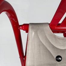 Load image into Gallery viewer, Red wood and fabric folding tub chair, 1980s
