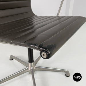 Dark grey leather office chair by Charles and Ray Eames for ICF, 1970s