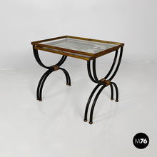Load image into Gallery viewer, Stackable metal and glass coffee tables, 1940s
