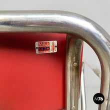 画像をギャラリービューアに読み込む, Chairs in metal and red faux leather, 1930s
