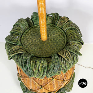 Pineapple floor lamp in wicker, 1970s