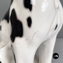 Carica l&#39;immagine nel visualizzatore di Gallery, Black and white ceramic sculpture of Harlequin Great Dane dog, 1980s
