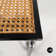 将图片加载到图库查看器，Chair in black wood, straw and steel, 1960s
