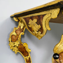 Load image into Gallery viewer, Console in gold wood with decorations, 1700s

