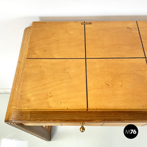 Console in wood with rope geometrical details, 1950s