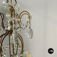 Carica l&#39;immagine nel visualizzatore di Gallery, Glass drop chandelier with brass structure, 1900-1950s
