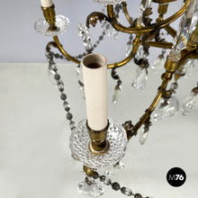 Load image into Gallery viewer, Glass drop chandelier with brass structure, 1900-1950s
