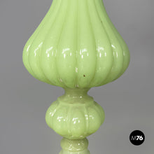 Load image into Gallery viewer, Floor lamp in fabric and green opaline glass, 1930s
