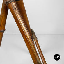 Load image into Gallery viewer, Pedestal in brown leather and bamboo, 1930s
