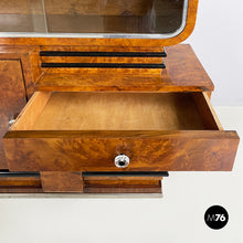 将图片加载到图库查看器，Asymmetrical wooden sideboard with glass display cabinet, 1920s
