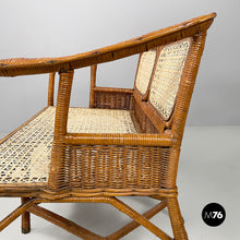 Load image into Gallery viewer, Two-seater outdoor bench in rattan, 1960s
