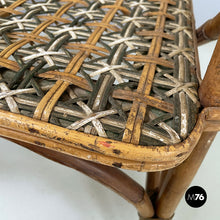 Load image into Gallery viewer, Two-seater outdoor bench in rattan, early 1900s
