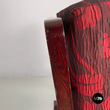 画像をギャラリービューアに読み込む, Armchair in wood and red fabric, 1930s
