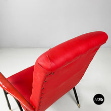 Load image into Gallery viewer, Armchair in red sky and black metal, 1960s
