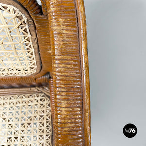 Armchairs in rattan and straw, 1960s